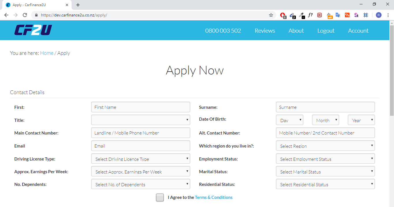 Form to add customer